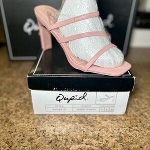 Cupid Pink Velvet Heels with Adjustable Straps